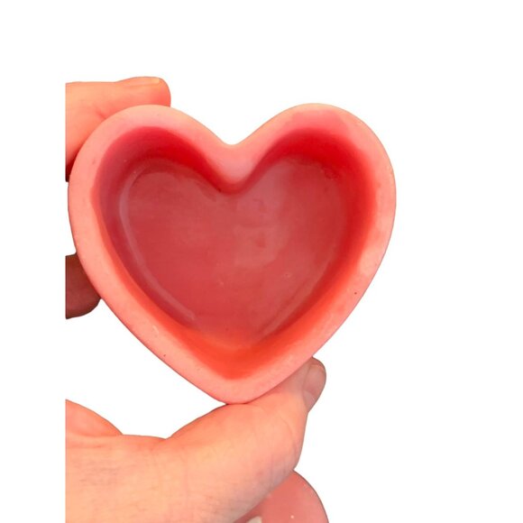 Vintage Robert Nemith Pink Soap Stone Incolay Butterfly Flowers Heart Box Signed - Picture 7 of 8